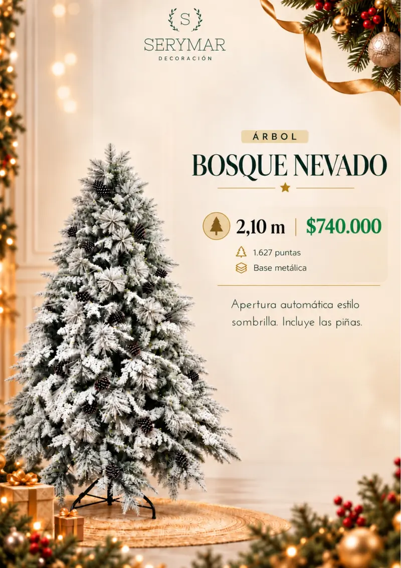 Árbol Bosque Nevado — página 18 del Catálogo Navidad 2026 de SERYMAR Decoración