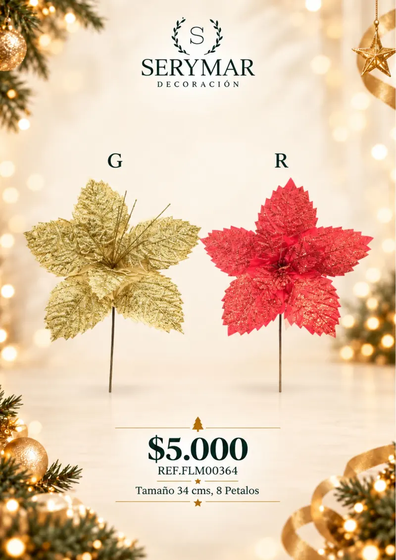 Flores de Navidad · Ref. FLM00364 — página 36 del Catálogo Navidad 2026 de SERYMAR Decoración