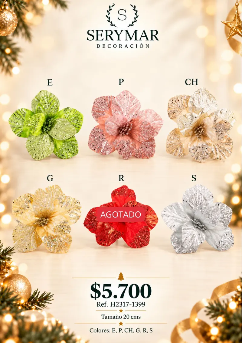 Flores de Navidad · Ref. H2317-1399 — página 39 del Catálogo Navidad 2026 de SERYMAR Decoración