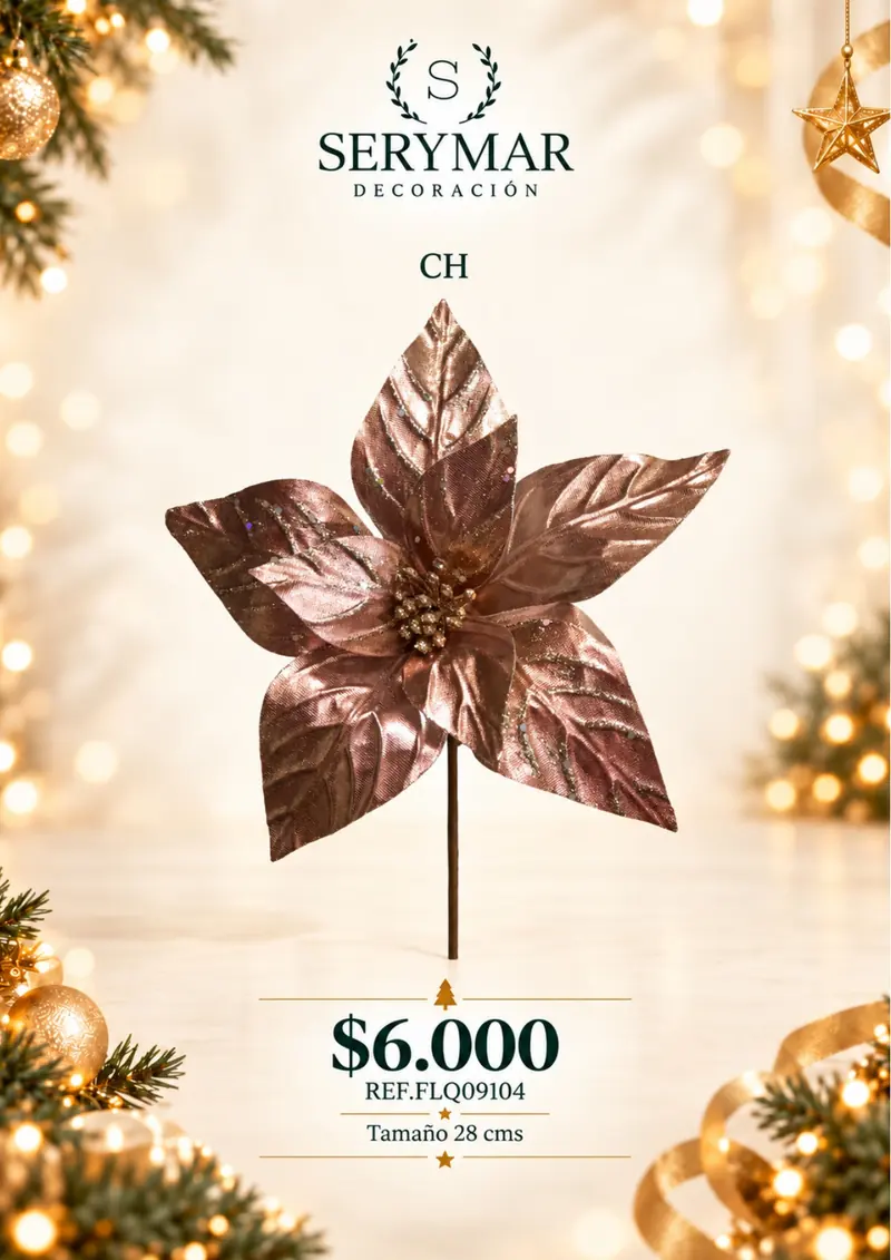 Flores de Navidad · Ref. FLQ09104 — página 40 del Catálogo Navidad 2026 de SERYMAR Decoración