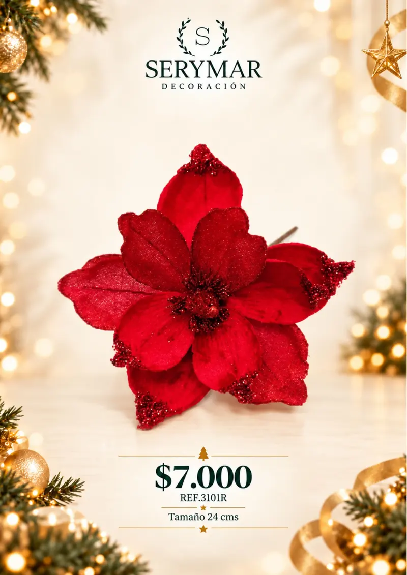 Flores de Navidad · Ref. 3101R — página 46 del Catálogo Navidad 2026 de SERYMAR Decoración