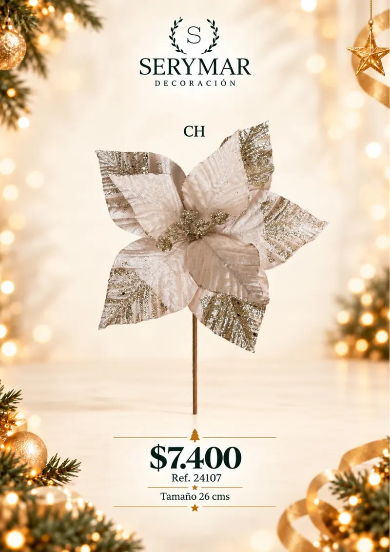 Flores de Navidad · Ref. 24107 — página 47 del Catálogo Navidad 2026 de SERYMAR Decoración