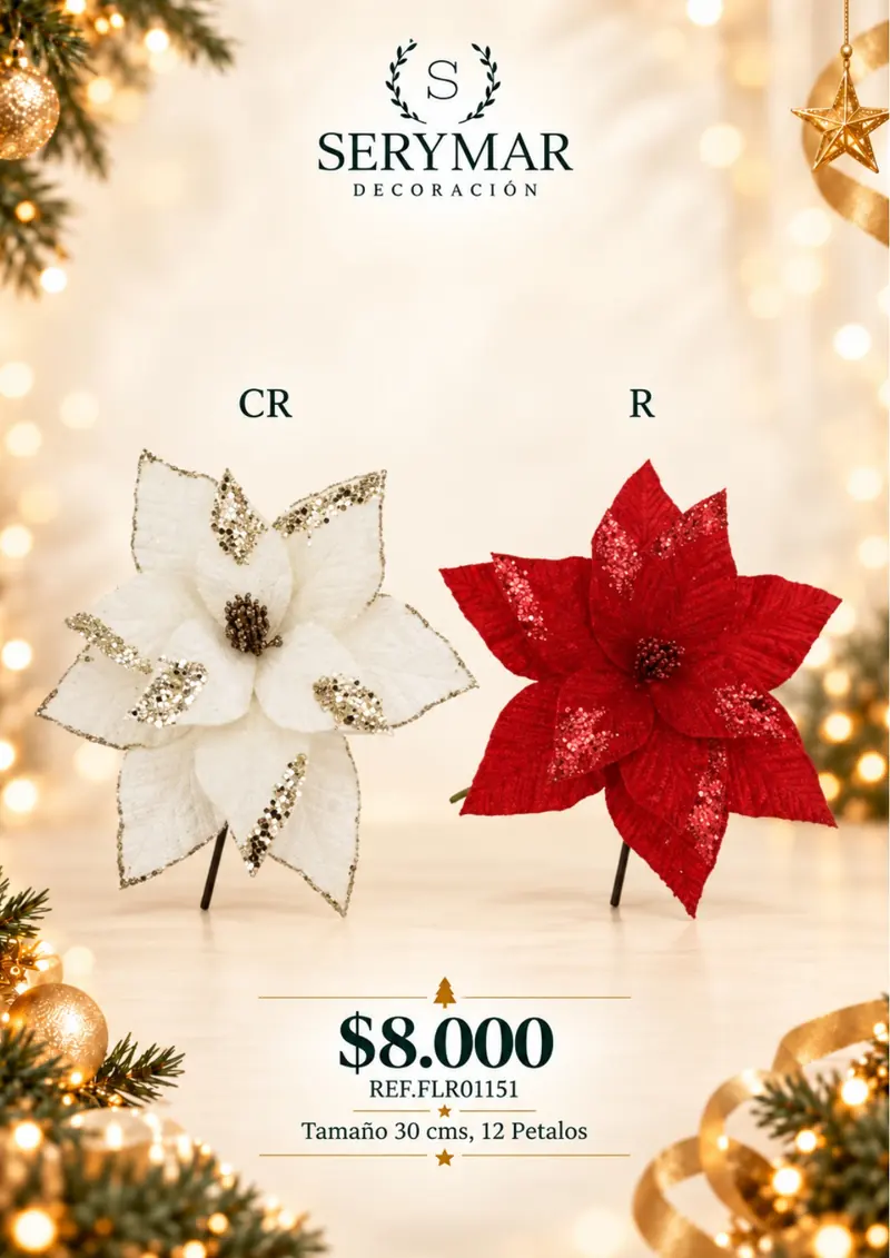 Flores de Navidad · Ref. FLR01151 — página 49 del Catálogo Navidad 2026 de SERYMAR Decoración