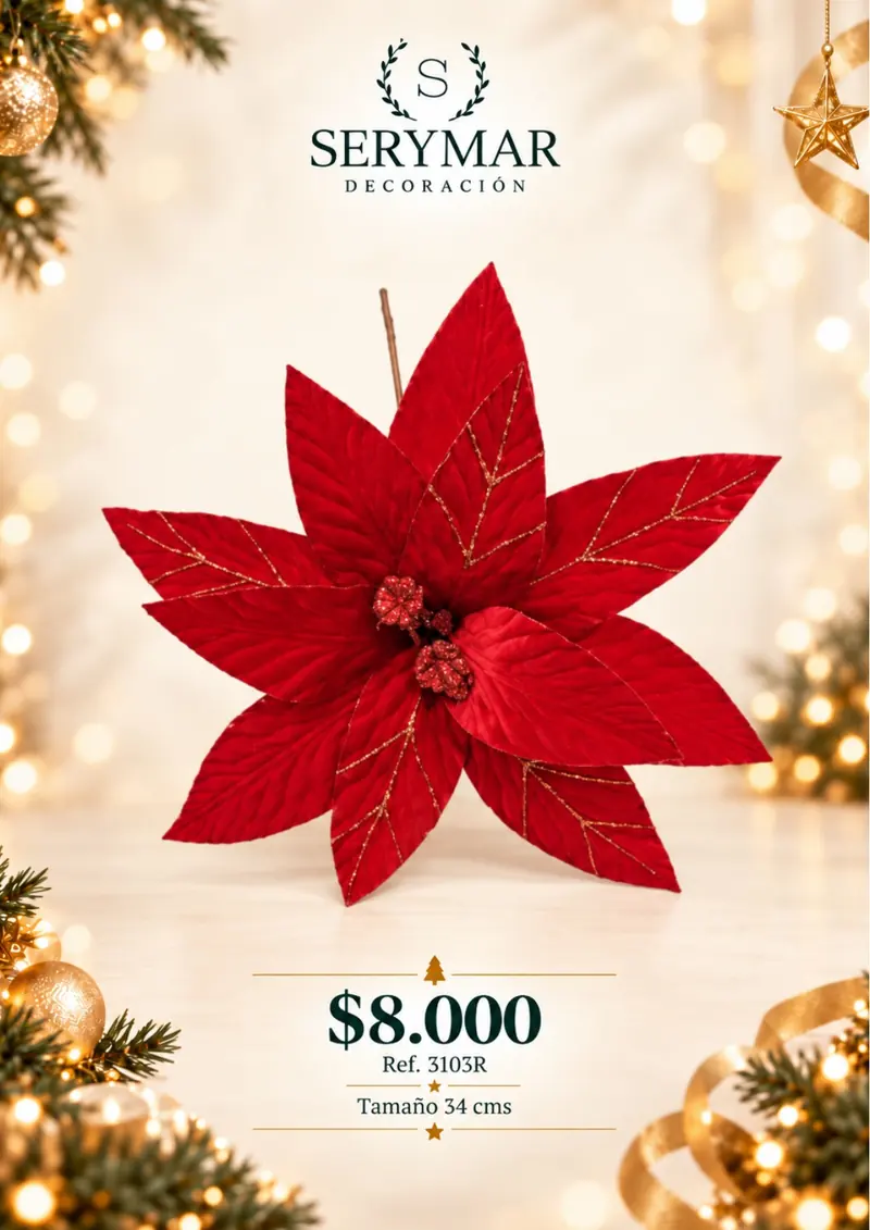 Flores de Navidad · Ref. 3103R — página 50 del Catálogo Navidad 2026 de SERYMAR Decoración