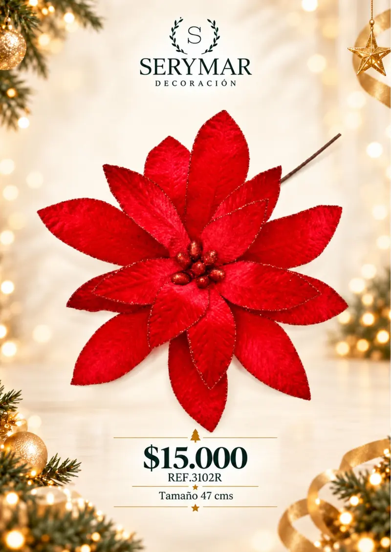 Flores de Navidad · Ref. 3102R — página 52 del Catálogo Navidad 2026 de SERYMAR Decoración