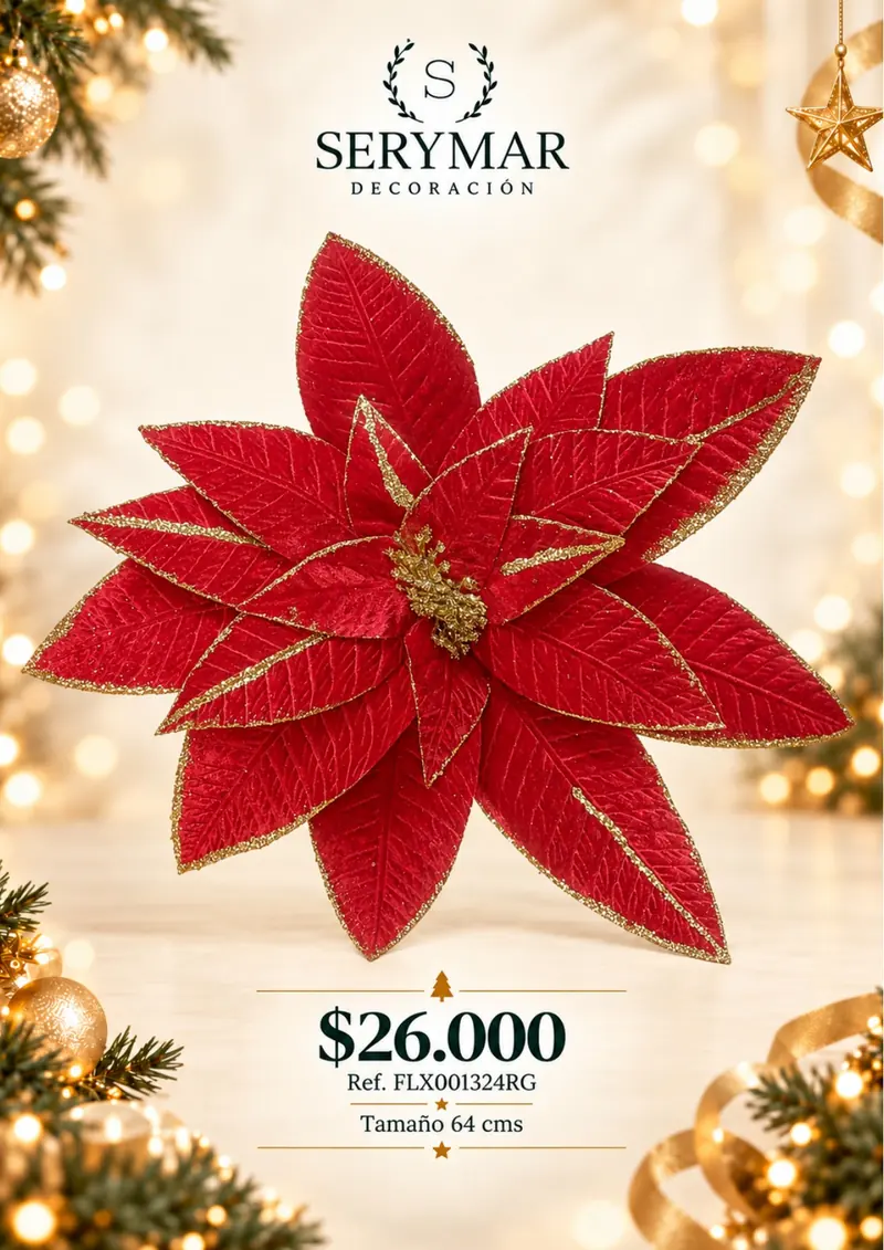 Flores de Navidad · Ref. FLX001324RG — página 53 del Catálogo Navidad 2026 de SERYMAR Decoración