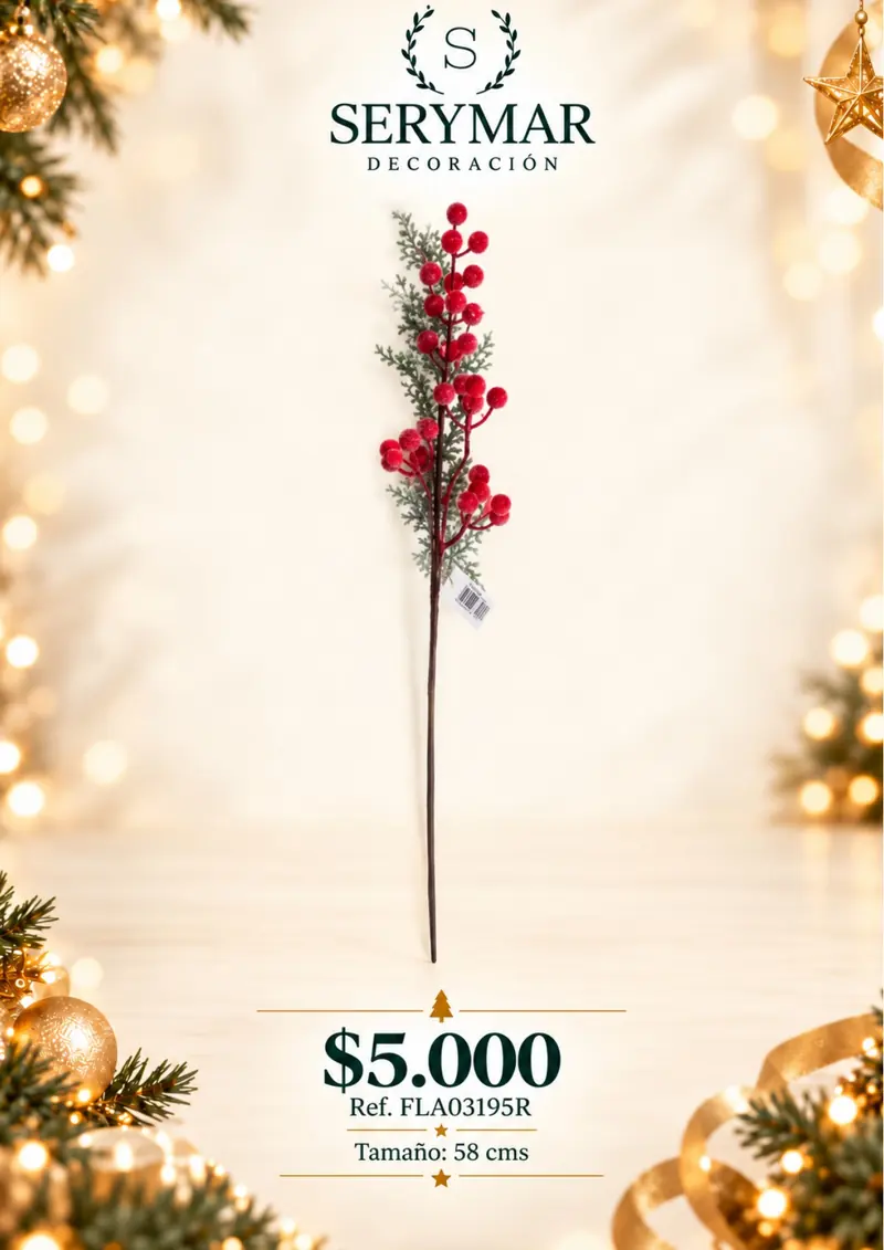 Follajes de Navidad · Ref. FLA03195R — página 61 del Catálogo Navidad 2026 de SERYMAR Decoración