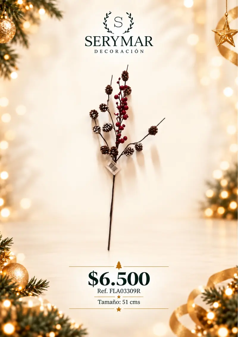 Follajes de Navidad · Ref. FLA03309R — página 64 del Catálogo Navidad 2026 de SERYMAR Decoración