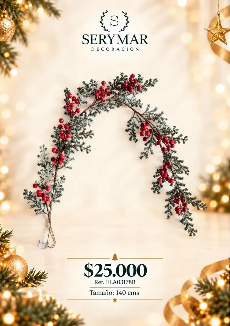 Follajes de Navidad · Ref. FLA03178R — página 90 del Catálogo Navidad 2026 de SERYMAR Decoración