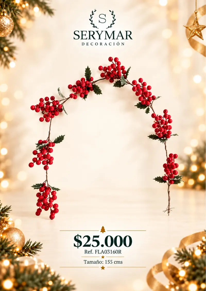Follajes de Navidad · Ref. FLA03160R — página 92 del Catálogo Navidad 2026 de SERYMAR Decoración