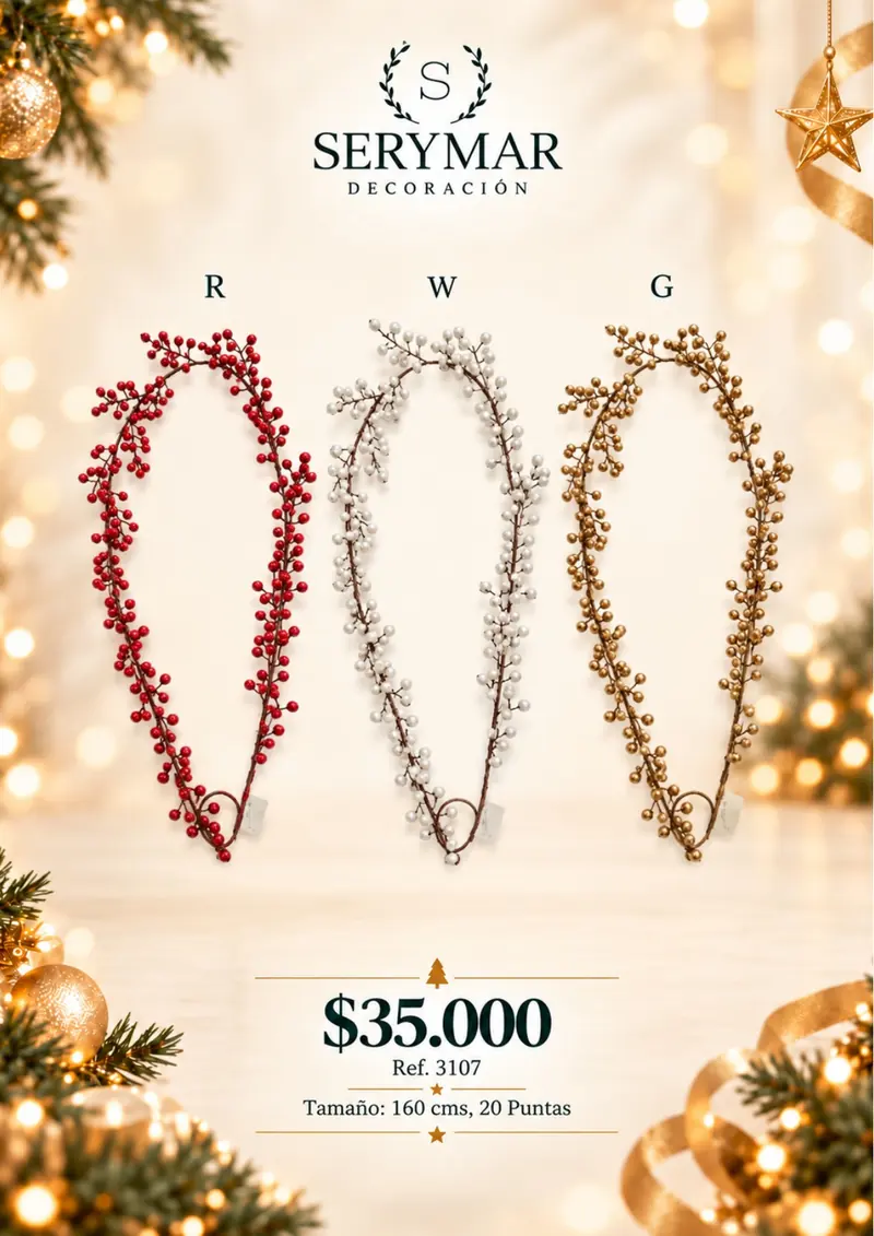 Follajes de Navidad · Ref. 3107 — página 93 del Catálogo Navidad 2026 de SERYMAR Decoración