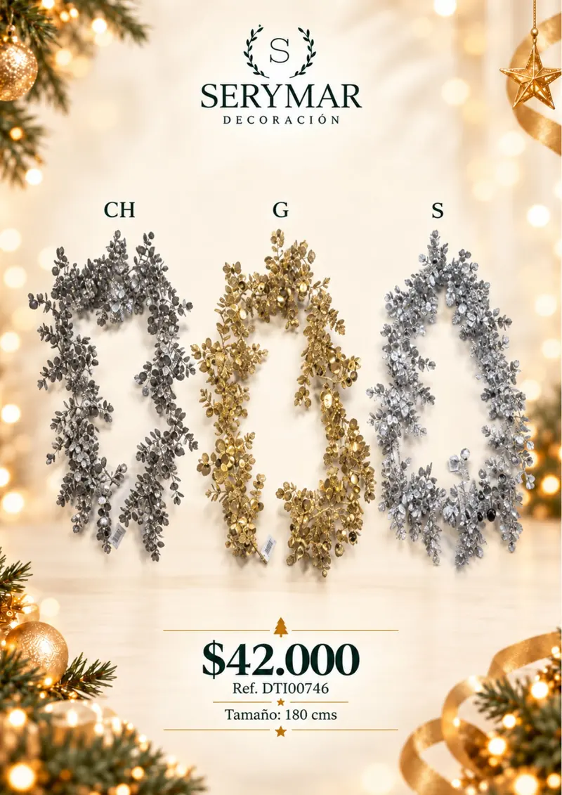 Follajes de Navidad · Ref. DTI00746 — página 95 del Catálogo Navidad 2026 de SERYMAR Decoración