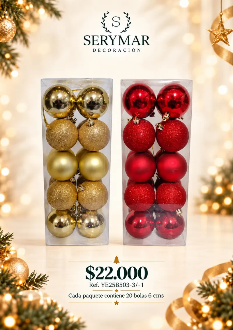 Bolas de Navidad · Ref. YE25B503-3/-1 — página 99 del Catálogo Navidad 2026 de SERYMAR Decoración