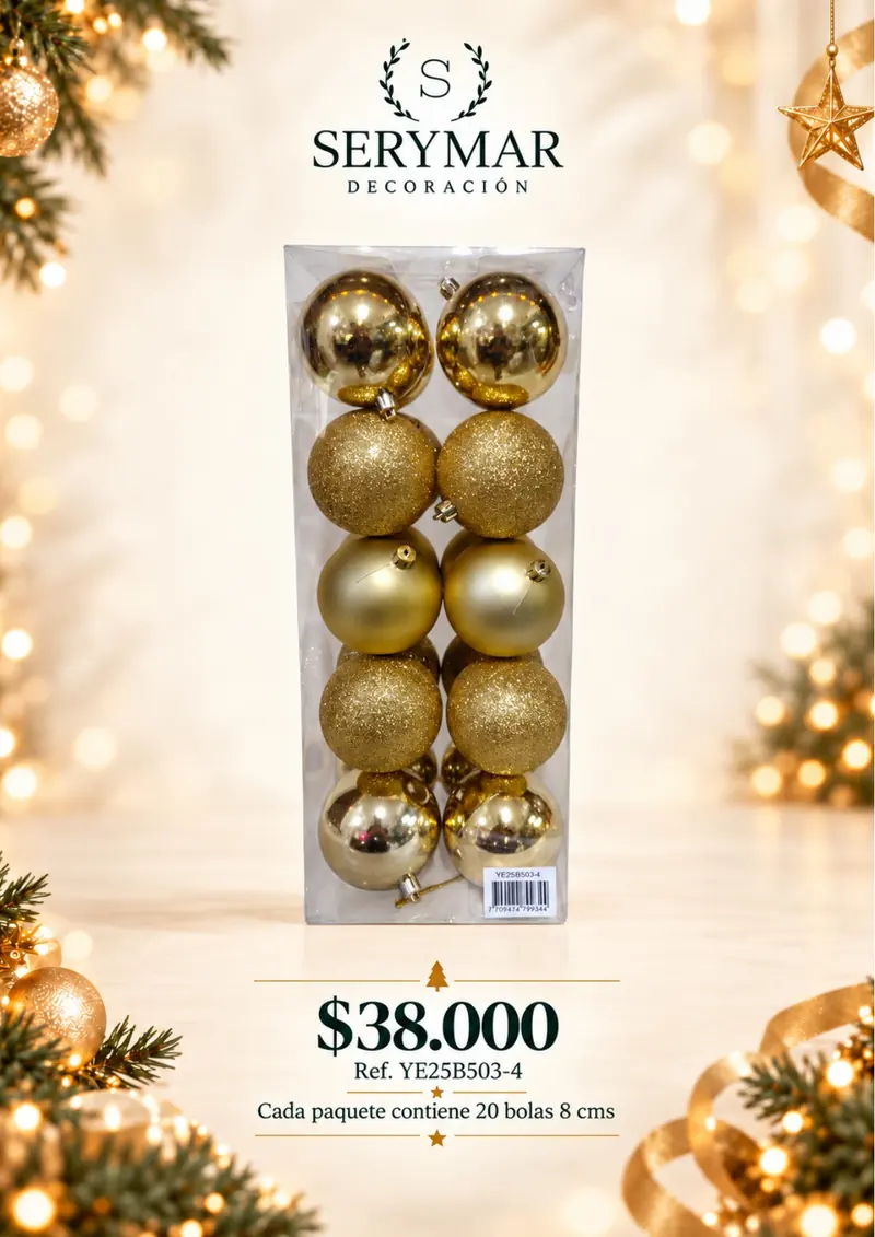 Bolas de Navidad · Ref. YE25B503-4 — página 102 del Catálogo Navidad 2026 de SERYMAR Decoración