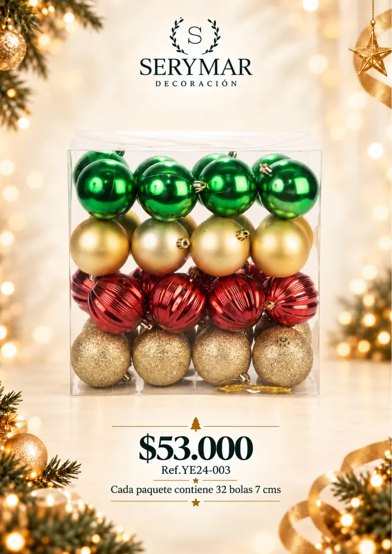 Bolas de Navidad · Ref. YE24-003 — página 107 del Catálogo Navidad 2026 de SERYMAR Decoración