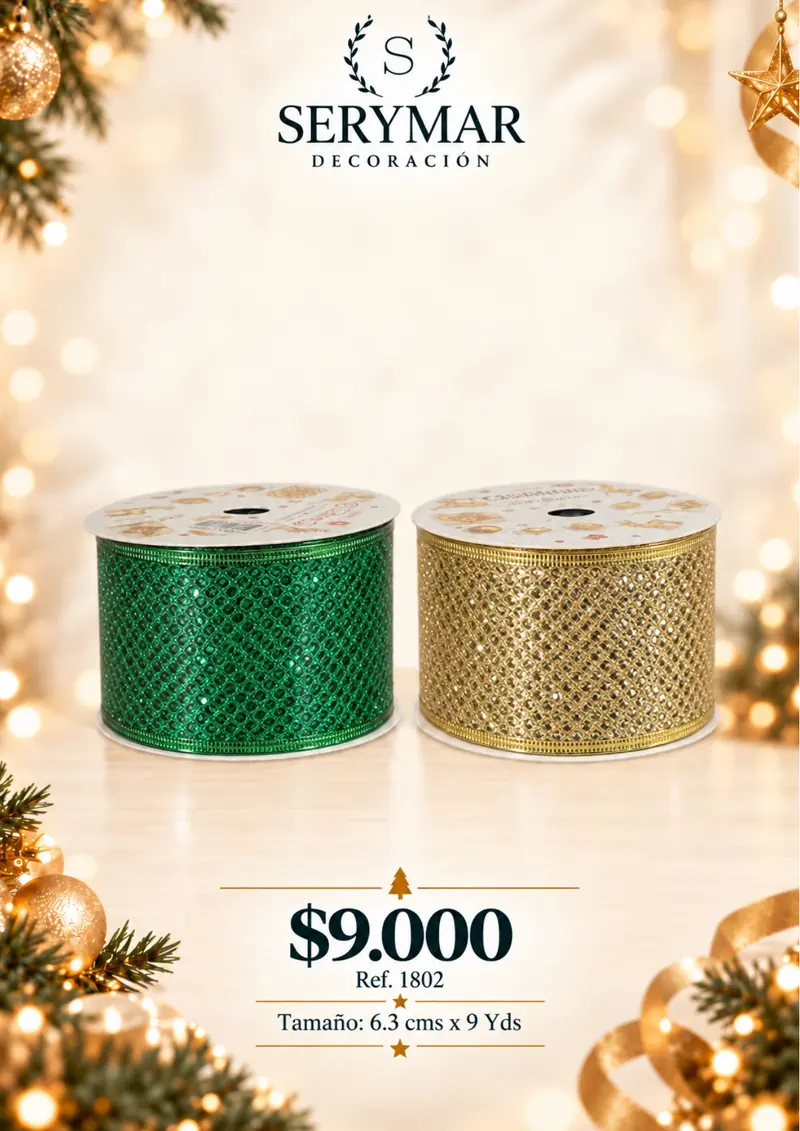 Cintas y mallas · Ref. 1802 — página 122 del Catálogo Navidad 2026 de SERYMAR Decoración