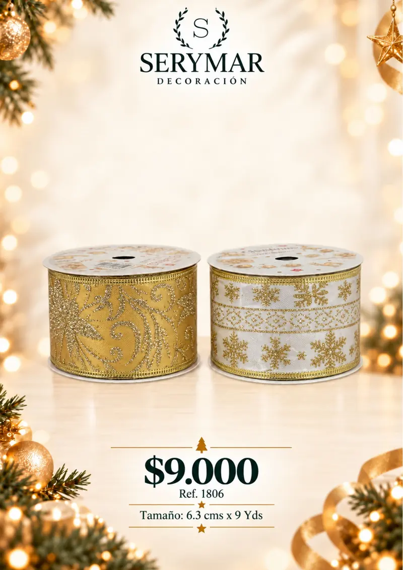 Cintas y mallas · Ref. 1806 — página 123 del Catálogo Navidad 2026 de SERYMAR Decoración