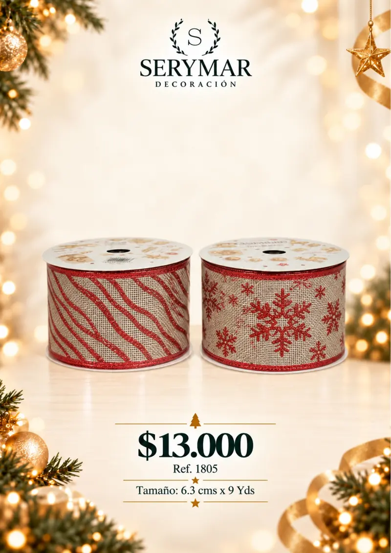 Cintas y mallas · Ref. 1805 — página 124 del Catálogo Navidad 2026 de SERYMAR Decoración