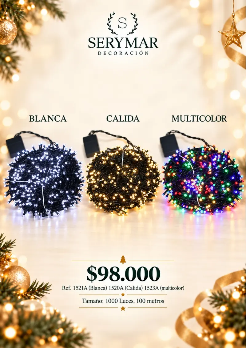 Luces de Navidad · Ref. 1521A / 1520A / 1523A — página 139 del Catálogo Navidad 2026 de SERYMAR Decoración